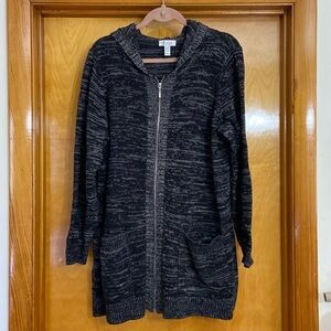 Denim & Co. Hooded Zippered Cardigan - 2X